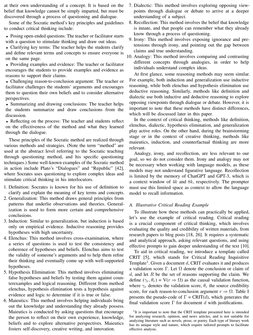 The six Socratic prompting strategies from Chang (2023)